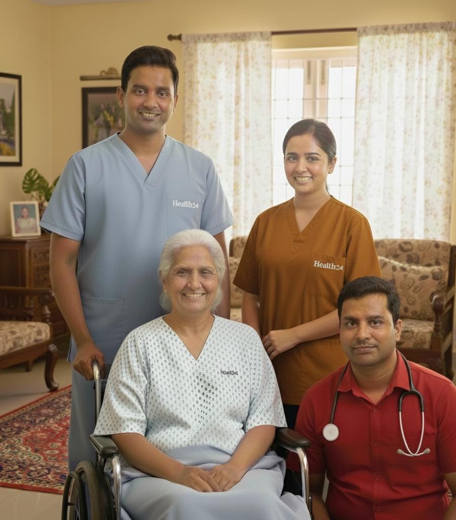 Nurse caring for patient at home